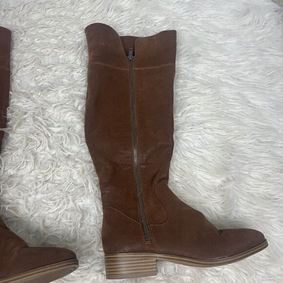 MIA Womens Marri Tall Distressed faux leather pull-on Brown Cognac Boot Size 7 - Picture 7 of 12